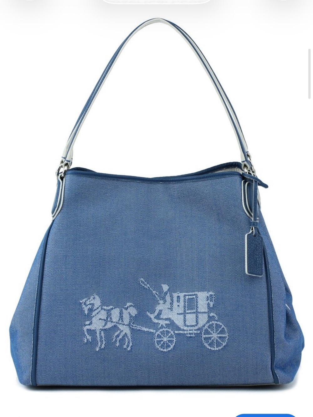 COACH 35344 Embossed Horse and Carriage Edie Shoulder Bag In Canvas Denim Blue